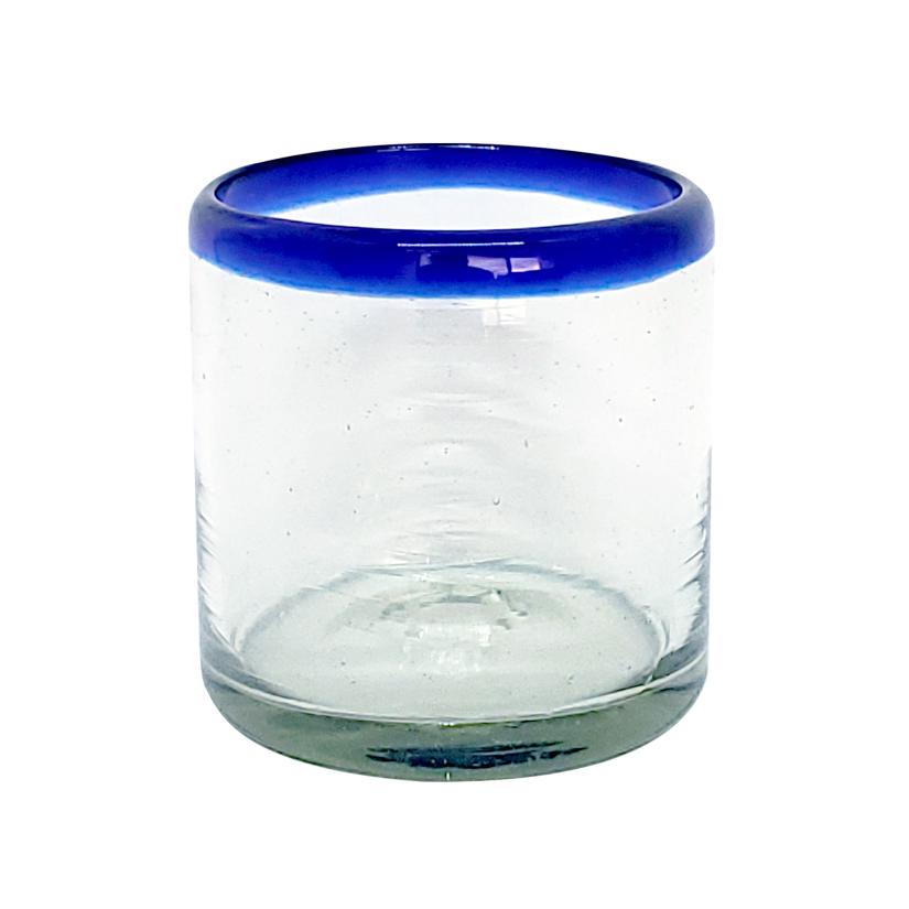 Sale Items / Cobalt Blue Rim 8 oz DOF Rock Glasses  / These Double Old Fashioned glasses deliver a classic touch to your favorite drink on the rocks.<BR>1-Year Product Replacement in case of defects (glasses broken in dishwasher is considered a defect).